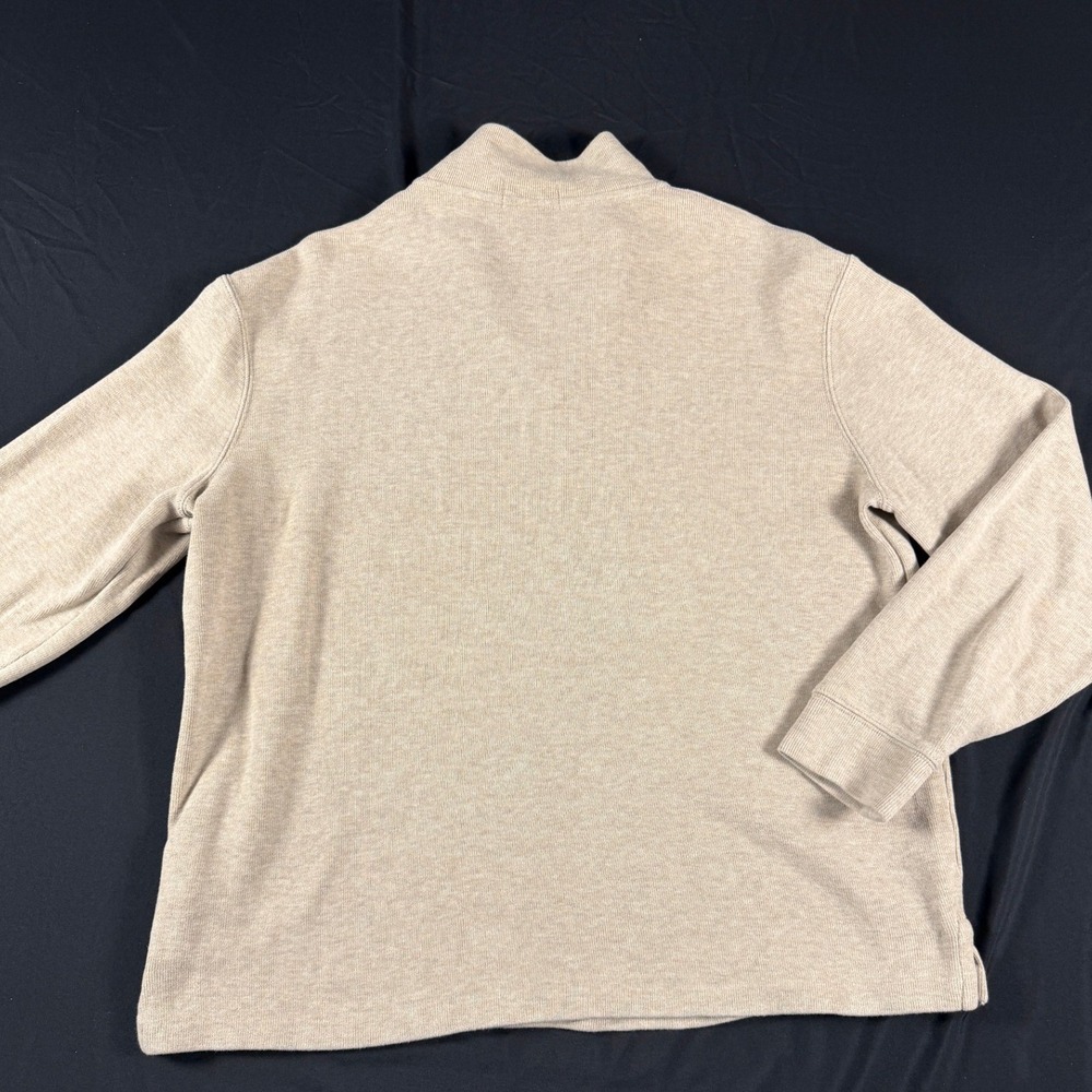 Polo Ralph Lauren Mens Large Oatmeal Beige Cotton Quarter Zip Pullover Sweater - Picture 8 of 8